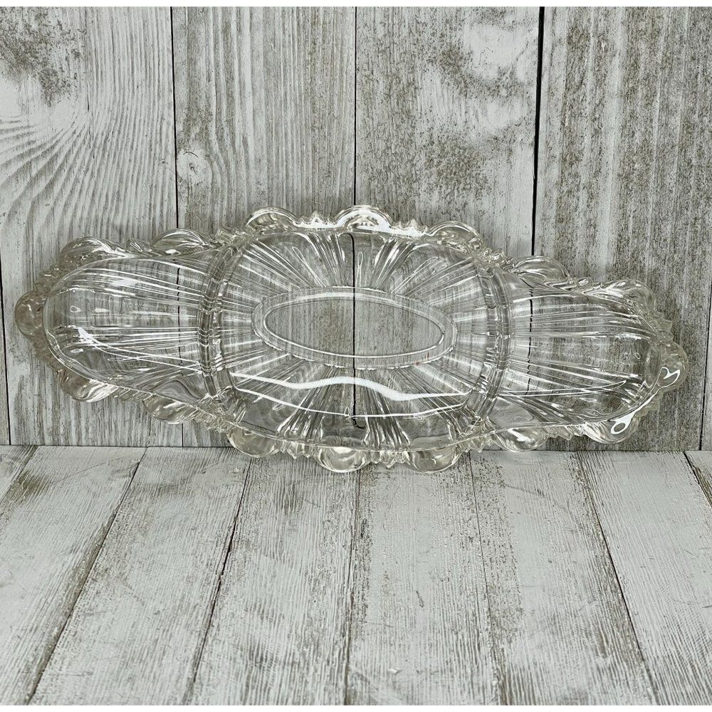Vintage Pressed Glass Divided Serving Dish
